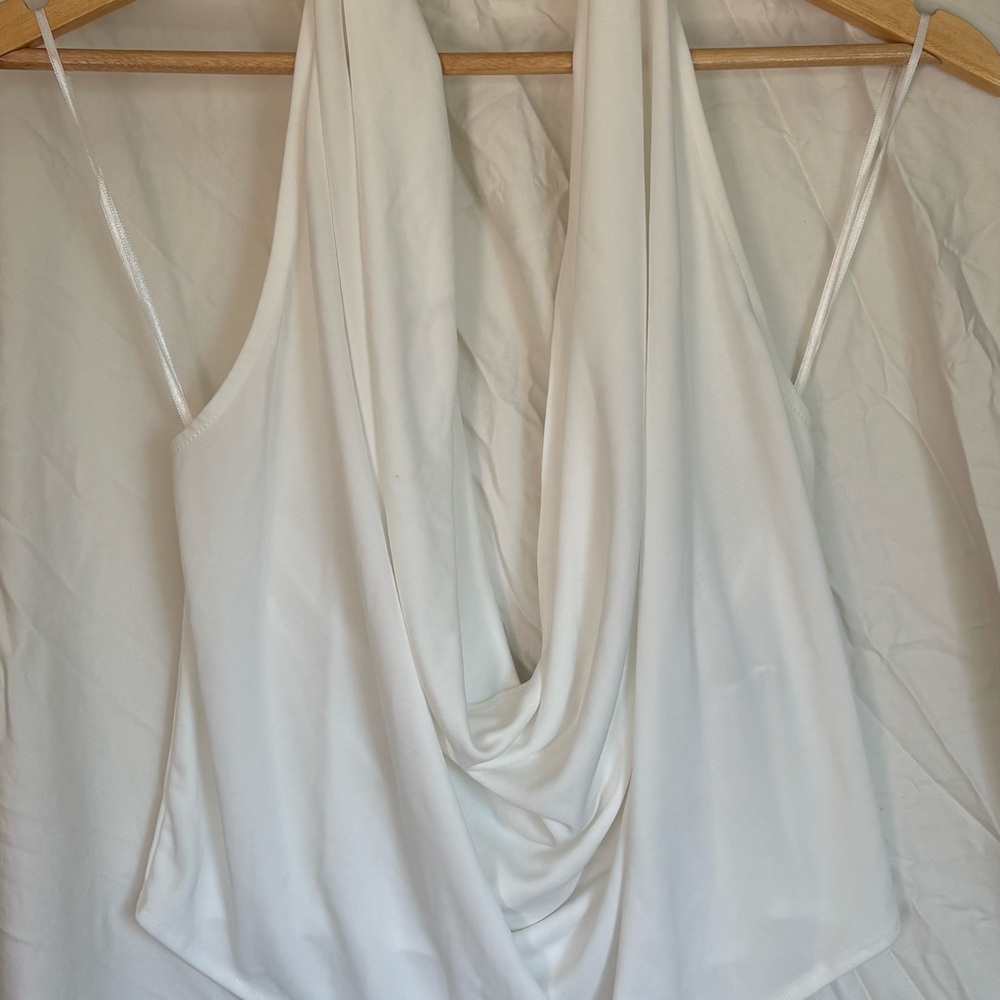 Zara White Draped Halter Top